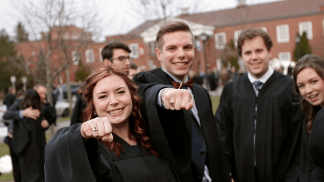 StFX students showing off their new X-rings