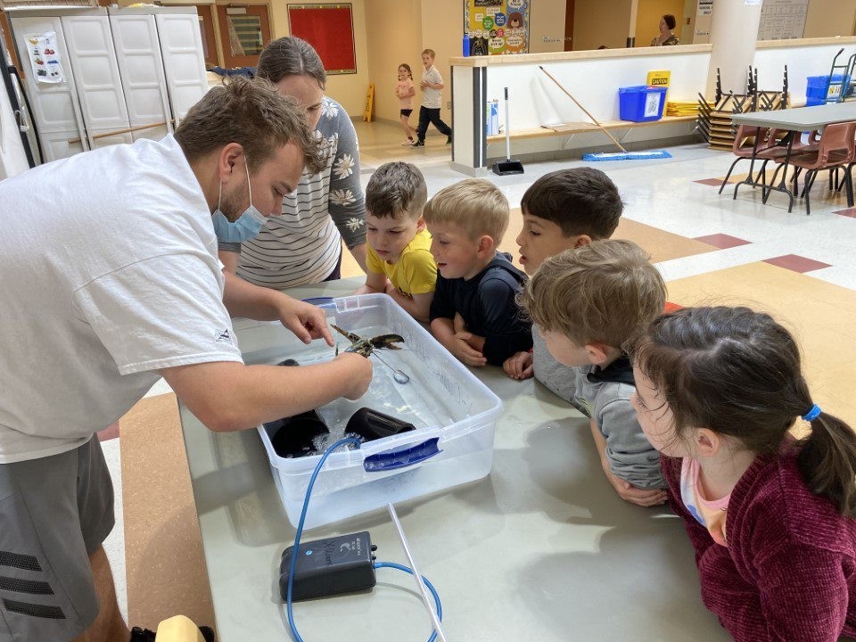 Students at the Lab Observing a Live Lobster