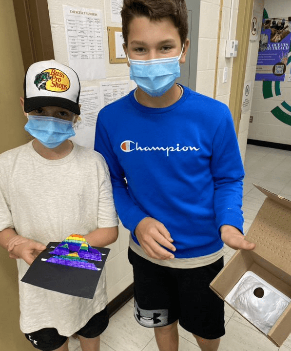 Picture of Students Showing their Model Mockup of the Ocean Floor