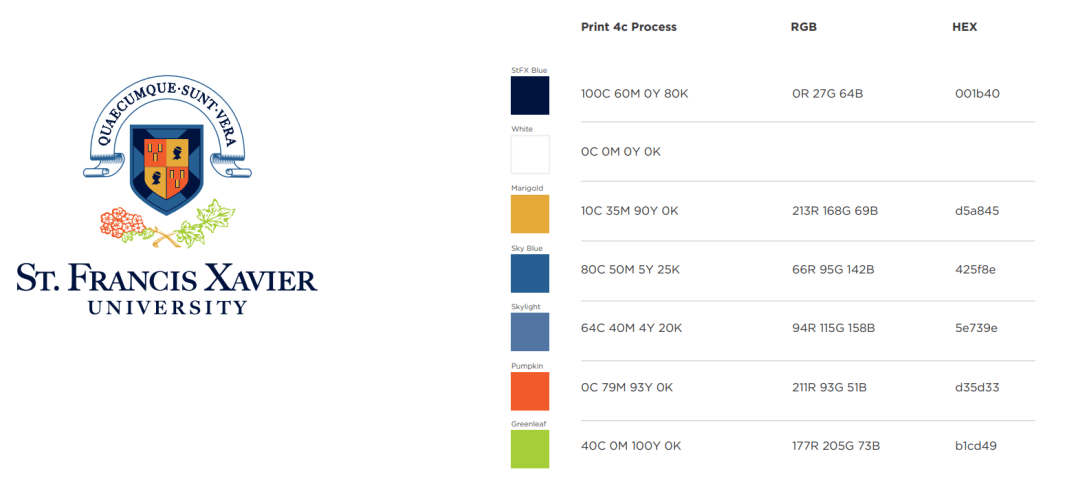 StFX brand colours