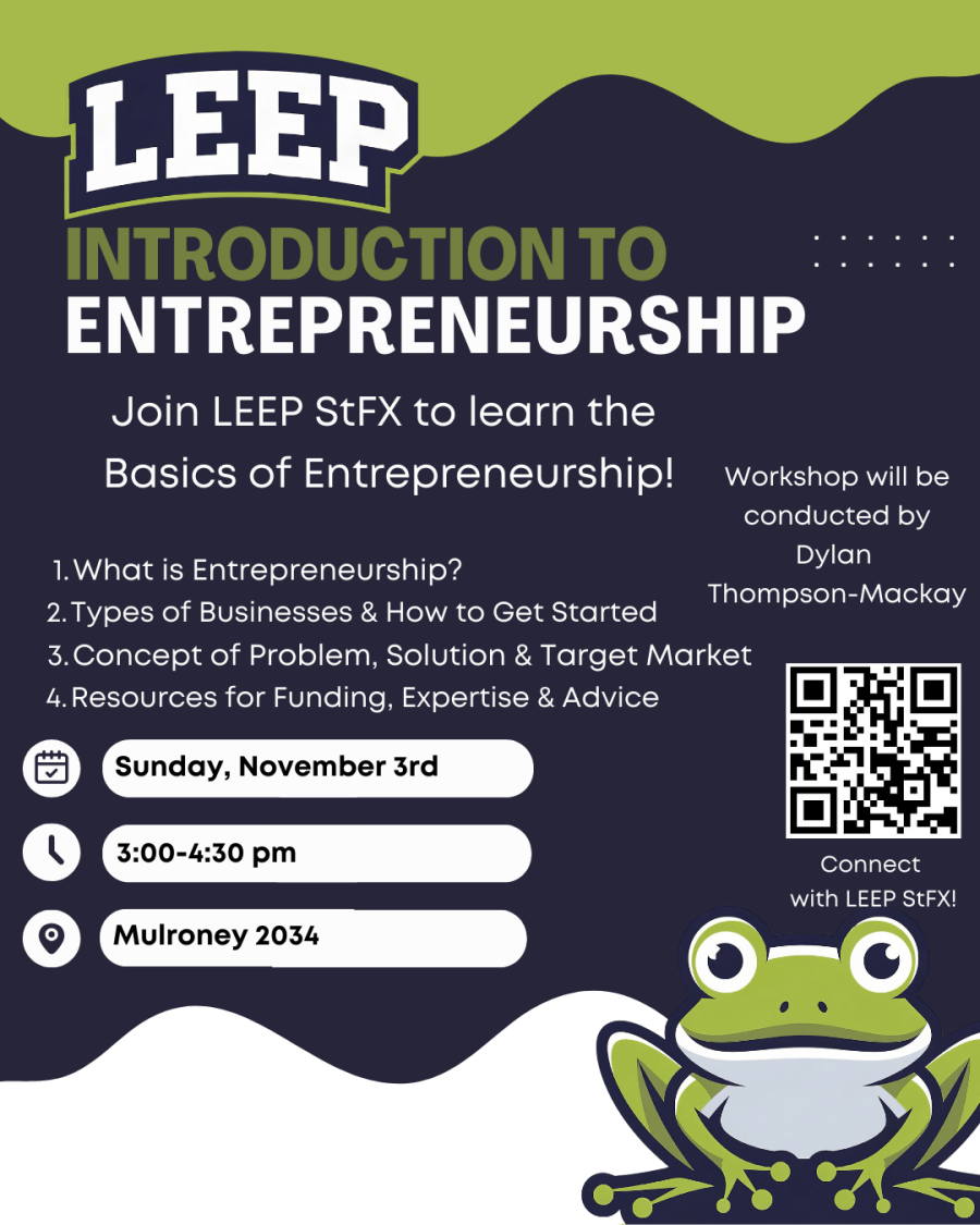 LEEP StFX Introduction to Entrepreneurship Workshop poster