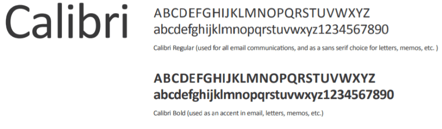 Demonstration graphic for Calibri font