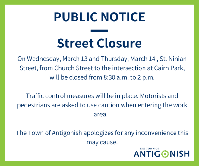 St Ninians Stree Closure March 14