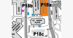 Map of StFX parking zone including St. Ninian's Cathedral