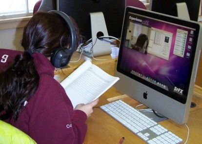 student working on a computer